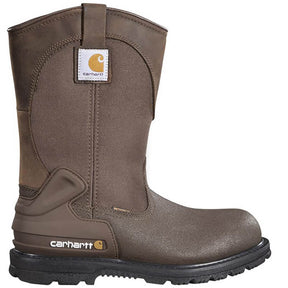 Carhartt 11" Heritage Steel-Toe Waterproof Wellington Pull-On Work Boot Dark Brown Profile View