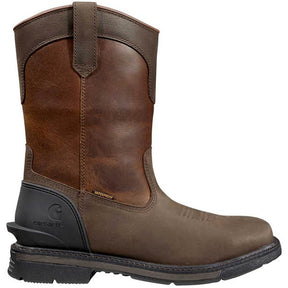 Carhartt 11" Montana Steel-Toe Waterproof Square Toe Wellington Pull-On Work Boot Dark Red Brown Profile View