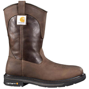 Carhartt 11" Rugged Flex Steel-Toe Waterproof Square Toe Wellington Pull-On Work Boot Dark Brown Profile View