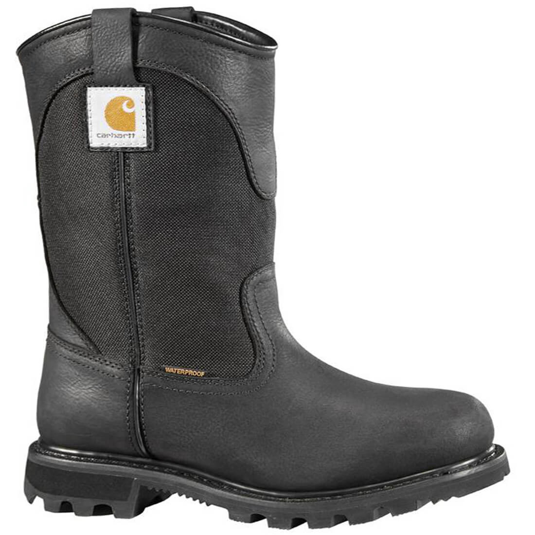 Carhartt 10" Women's Traditional Welt Soft-Toe Waterproof Wellington Pull-On Boot Black Profile View