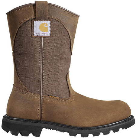 Carhartt 10" Women's Traditional Welt Soft-Toe Waterproof Wellington Pull-On Boot Brown Profile View