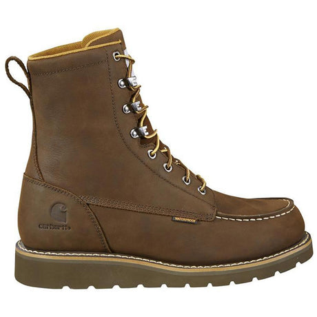 Carhartt 8" Waterproof Moc Toe Wedge Soft Toe Boot Dark Brown Profile View