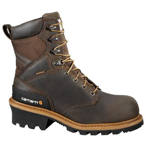 Carhartt 8" Waterproof Climbing Logger Composite Toe Work Boot Brown Profile View