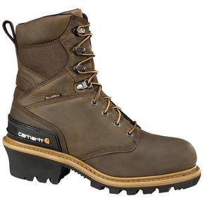 Carhartt 8" Waterproof Insulated Climbing Logger Composite Toe Work Boot Brown Profile View