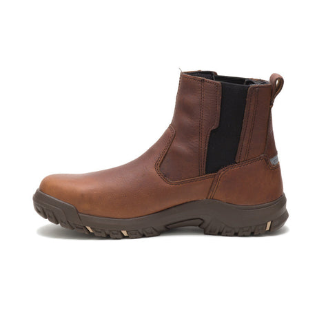 Caterpillar Abbey Women’s Steel-Toe Chelsea Work Boot Brown P91027 Heel Image