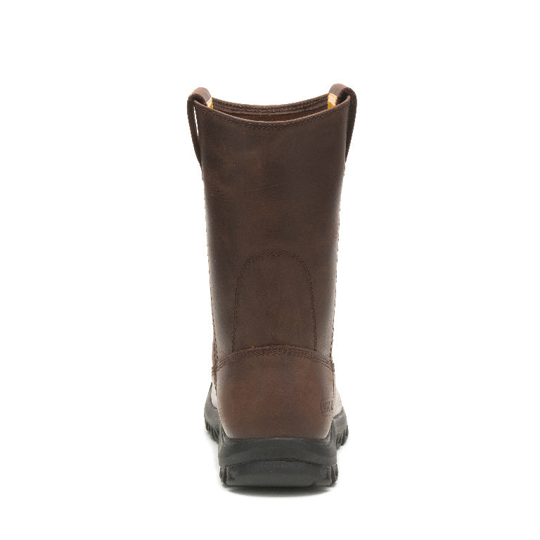 Caterpillar Drawbar Steel-Toe Pull On Work Boot Brown P91155 Heel Image