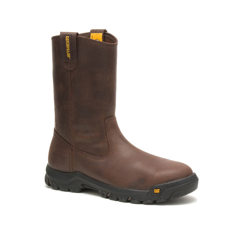 Caterpillar Drawbar Steel-Toe Pull On Work Boot Brown P91155 Medial Image
