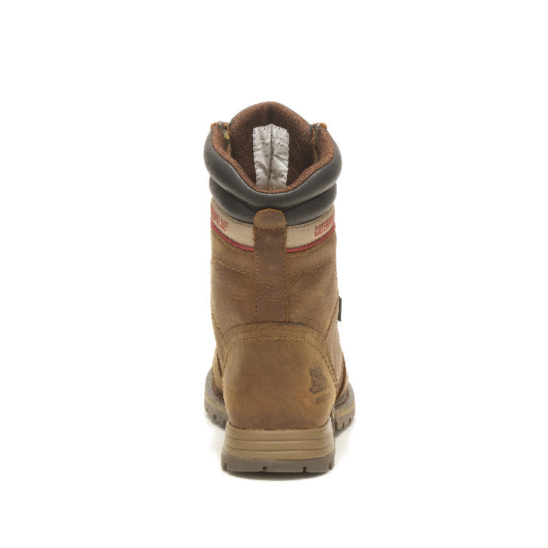Caterpillar Echo Women’s Steel-Toe Waterproof Work Boot Brown P91575 Heel Image