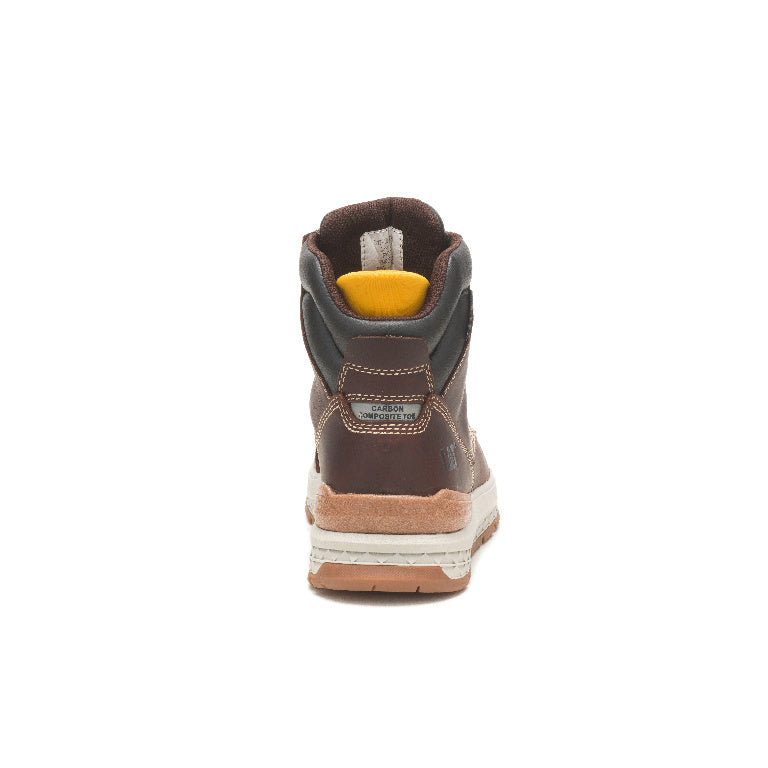 Caterpillar Impact Composite-Toe Waterproof Work Boot Red Brown P91402 Heel Image