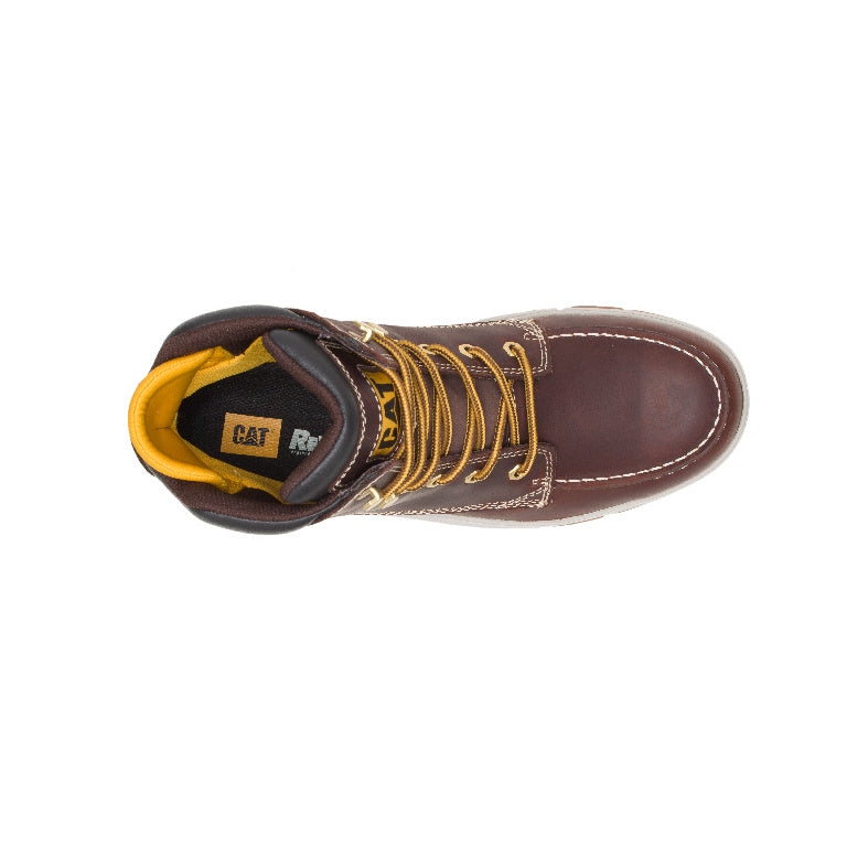 Caterpillar Impact Composite-Toe Waterproof Work Boot Red Brown P91402 Side Image