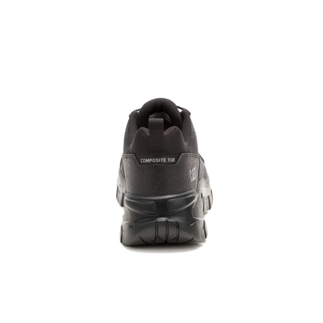 Caterpillar Invader Sport Lo Mesh Composite-Toe Shoes Black In Mesh P91766 Heel Image