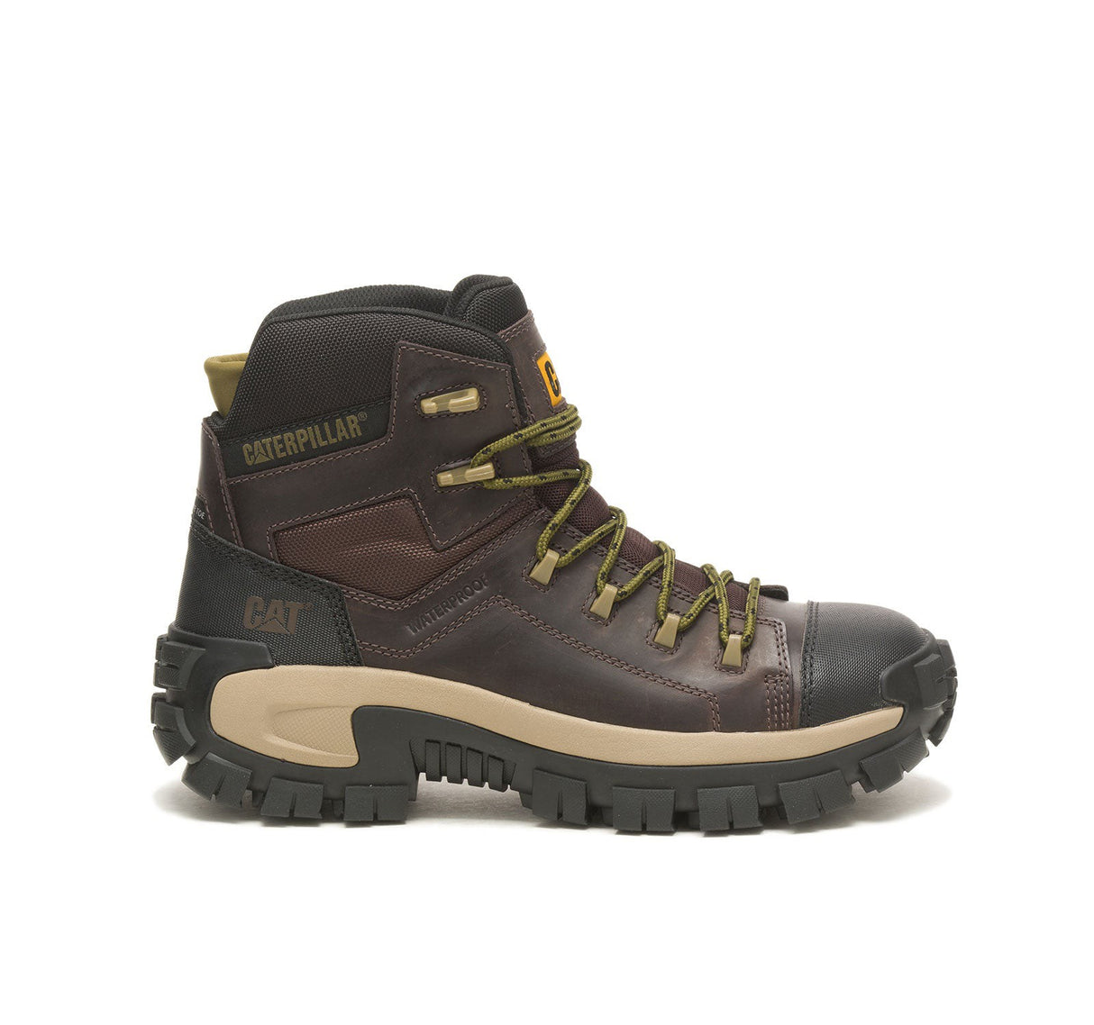 Caterpillar Invader Composite-Toe Waterproof Hiker Work Boot Brown P91541 Profile