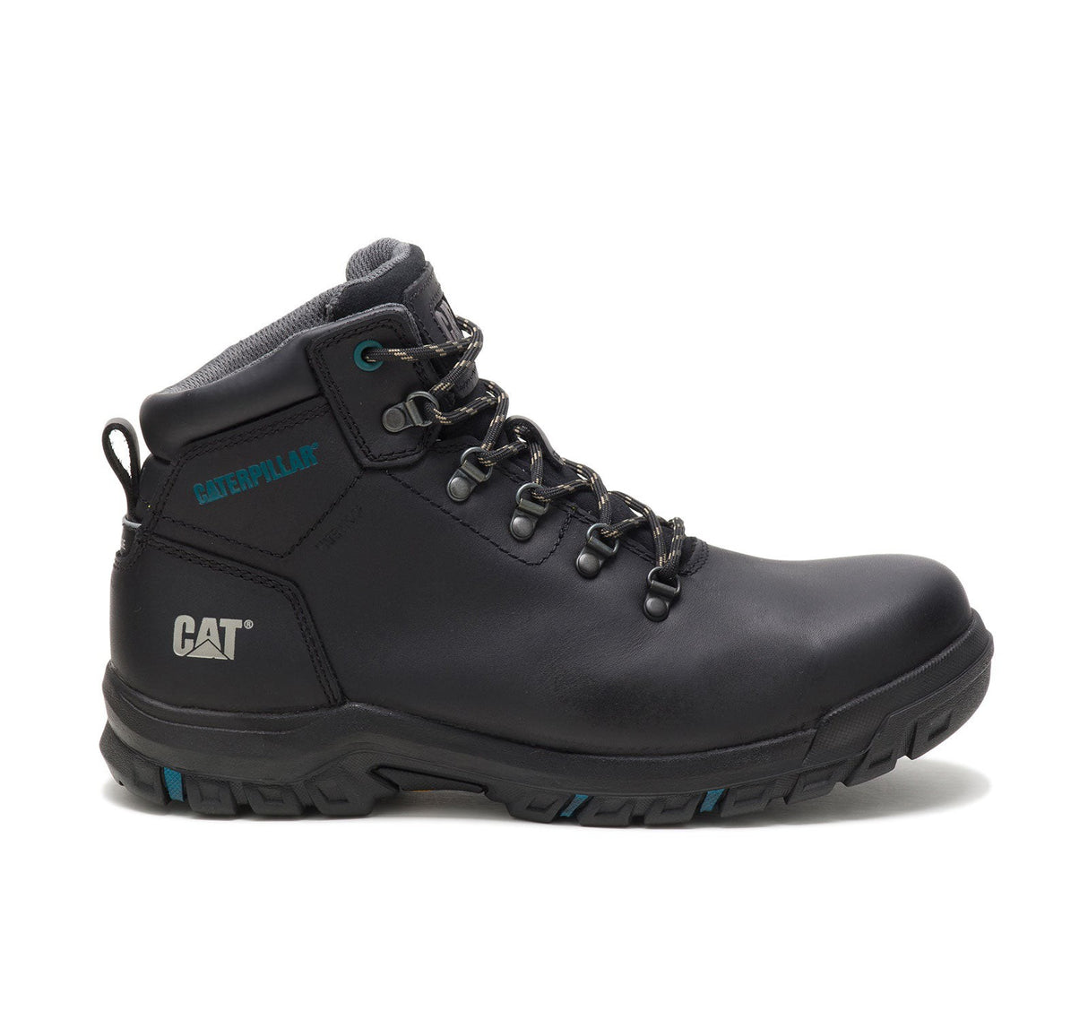 Caterpillar Mae Women’s Steel-Toe Waterproof Work Boot Black P91022 Profile