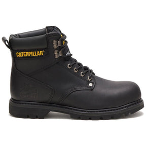 Caterpillar Second Shift Steel-Toe Work Boot Black Profile View