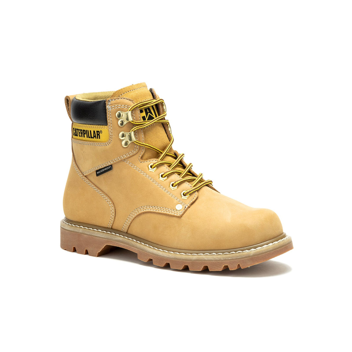 Caterpillar Second Shift Soft-Toe Waterproof Work Boot Honey P51085 Medial Image