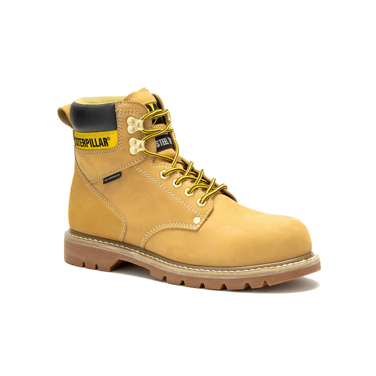Caterpillar Second Shift Steel-Toe Waterproof Work Boot Honey P91659 Medial Image