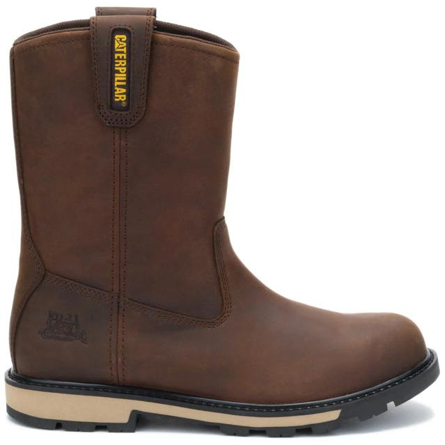 Caterpillar Men's 247 10-Inch Wellington Soft Toe Boot Dark Brown - Lateral View