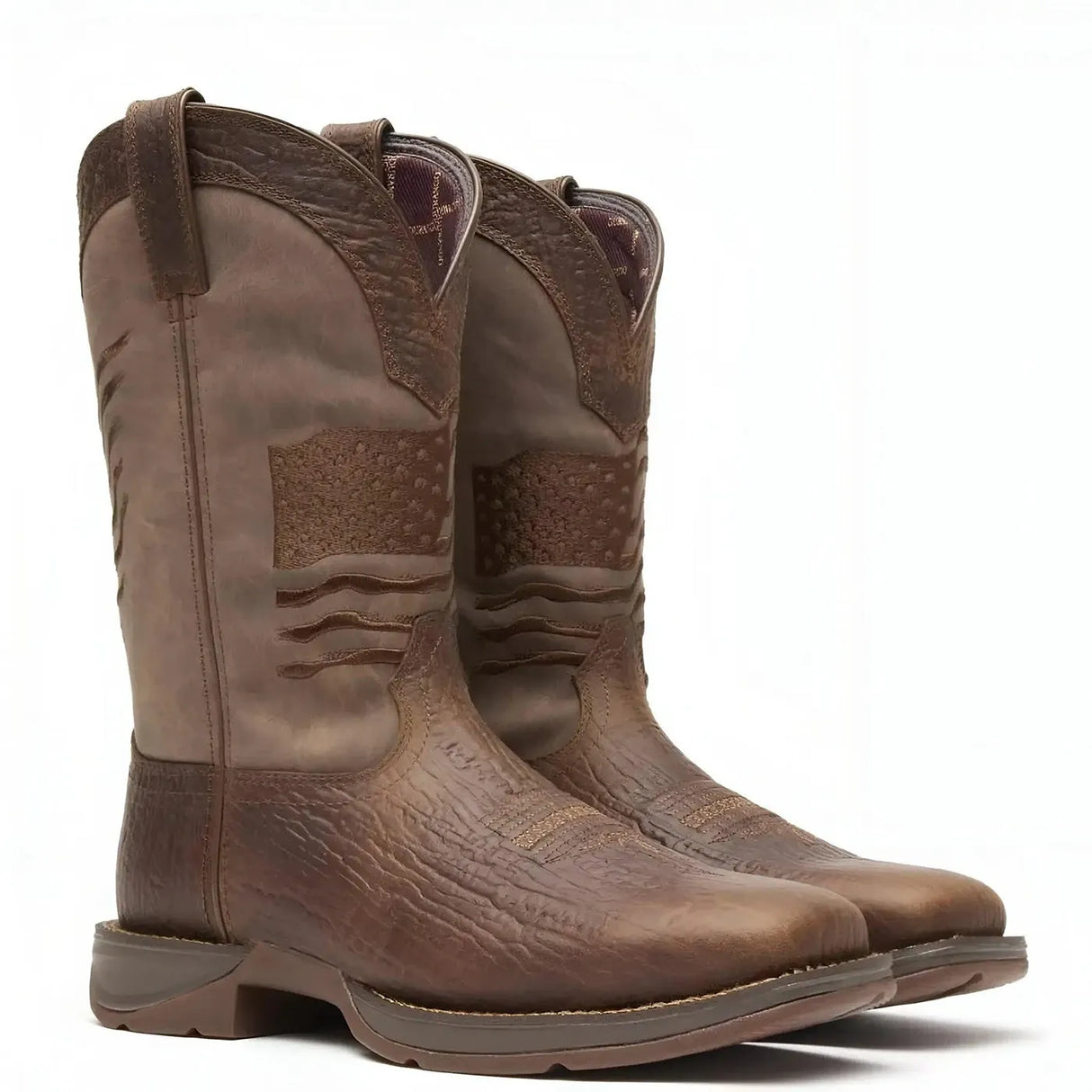 Durango Rebel Brown Distressed Flag Embroidery Western Boot Cover