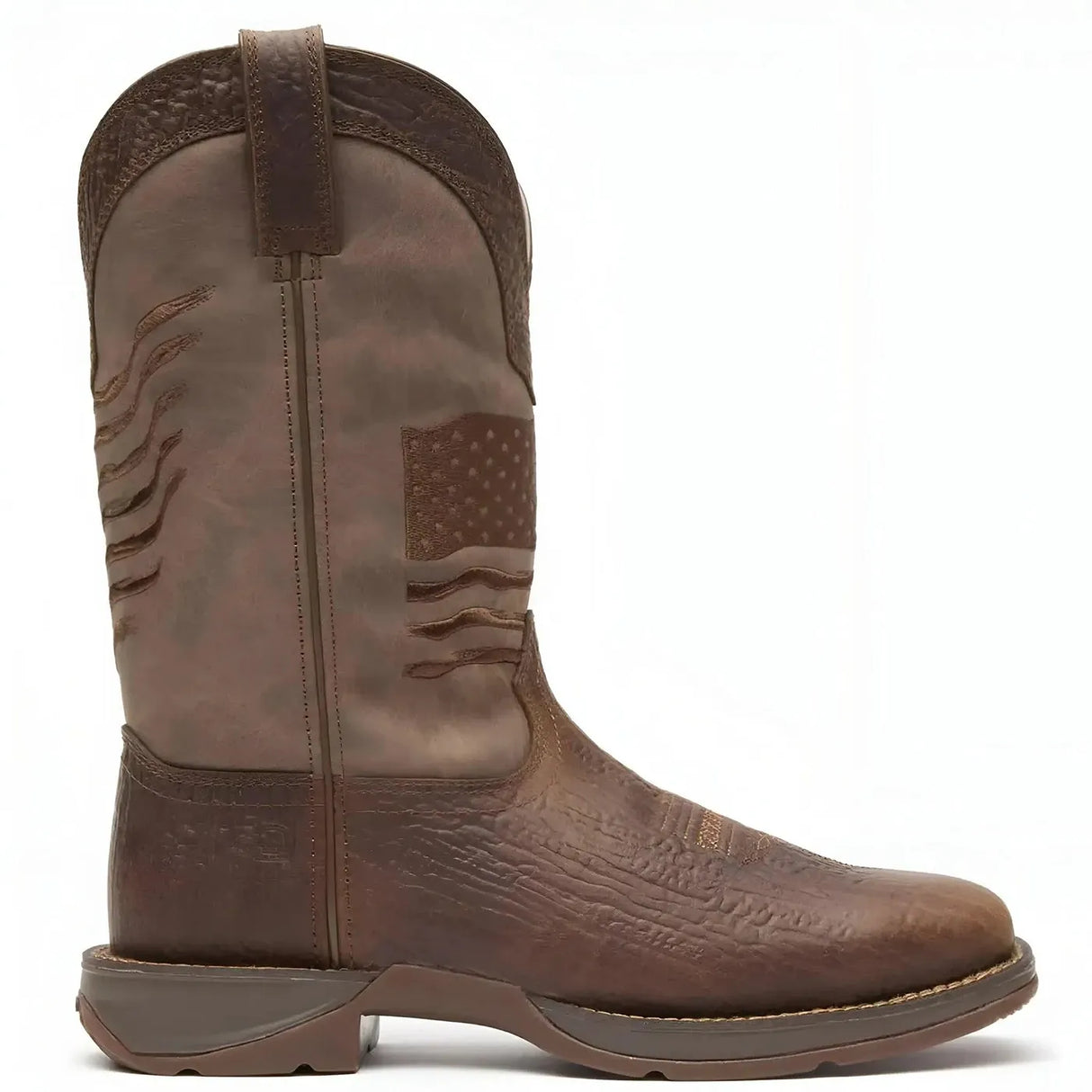 Durango Rebel Brown Distressed Flag Embroidery Western Boot Medial
