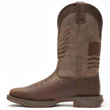 Durango Rebel Brown Distressed Flag Embroidery Western Boot Side