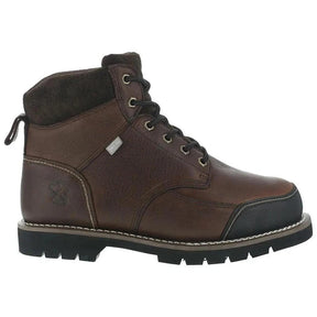 Iron Age Dozer Steel-Toe 6 inch Metguard Work Boot Brown Profile View