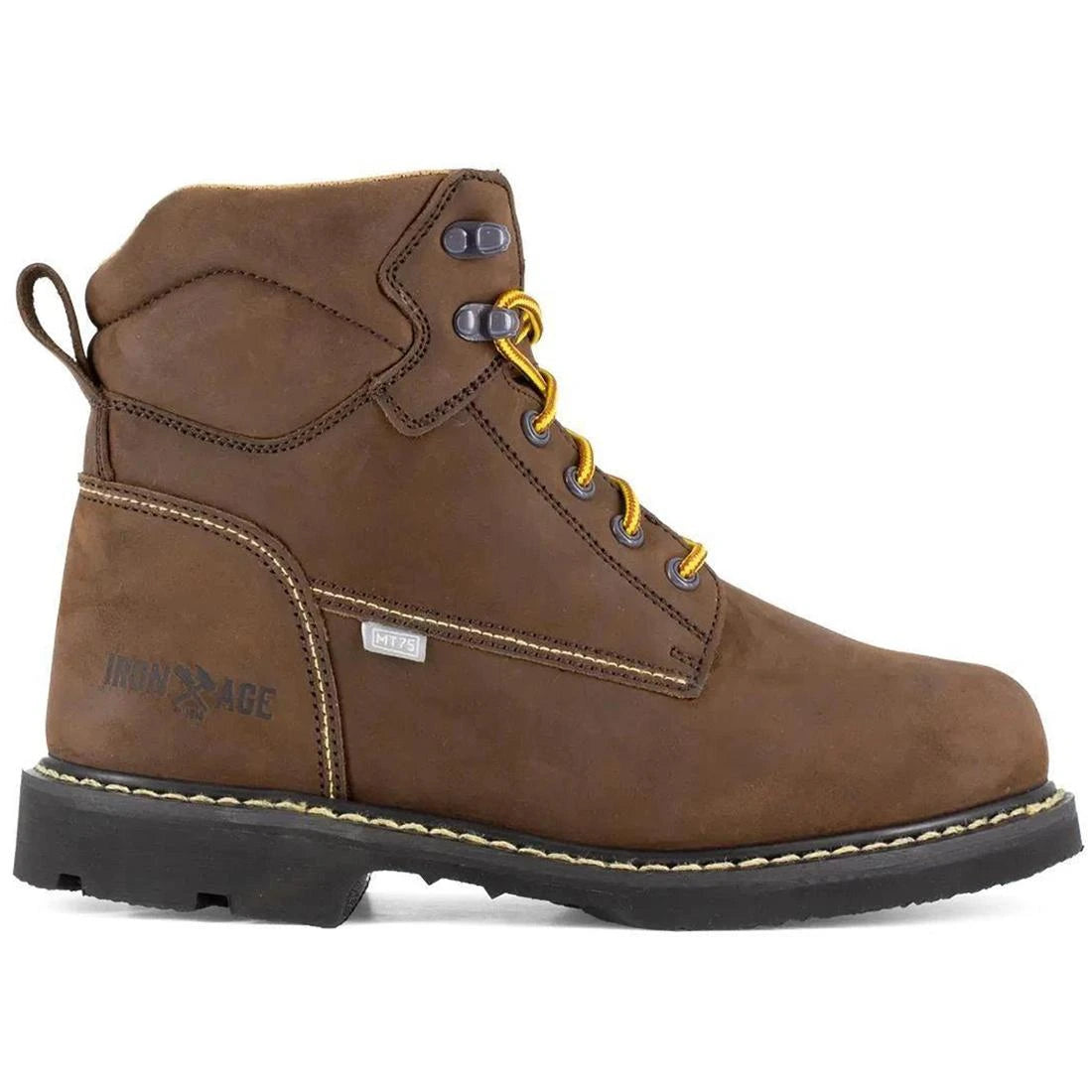 Iron Age Groundbreaker Steel-Toe Metguard 6 inch Work Boot Brown IA5014 ...