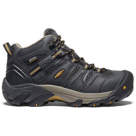 Keen Women's Lansing Mid Steel-Toe Work Boot Waterproof Raven/Tawny Olive Keen Profile View