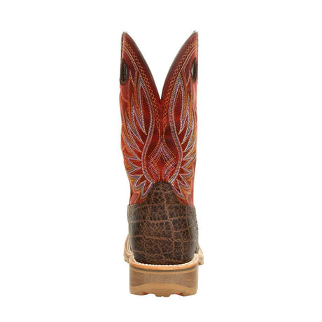 Maverick Pro Steel Toe Waterproof Western Work Boot Safari Elephant And Crimson DDB0301 Heel View