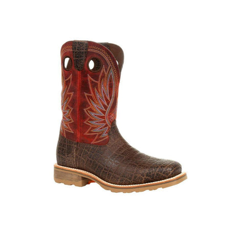 Maverick Pro Steel Toe Waterproof Western Work Boot Safari Elephant And Crimson DDB0301 Side View