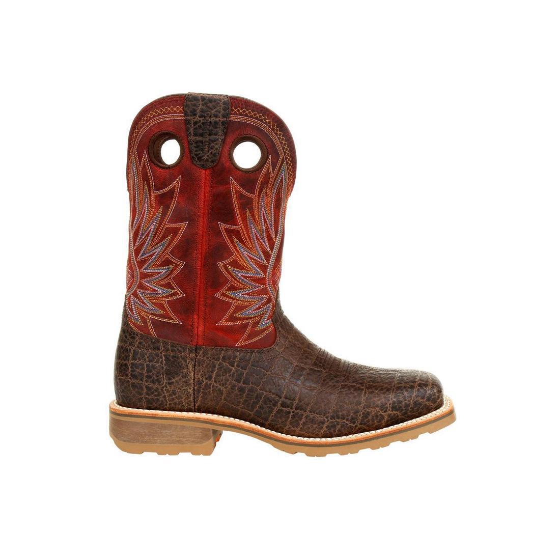 Maverick Pro Steel Toe Waterproof Western Work Boot Safari Elephant And Crimson DDB0301 Profile View