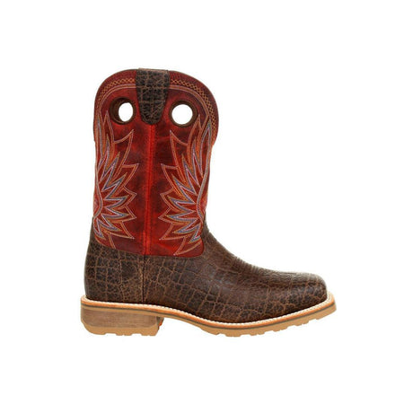 Maverick Pro Steel Toe Waterproof Western Work Boot Safari Elephant And Crimson DDB0301 Profile View