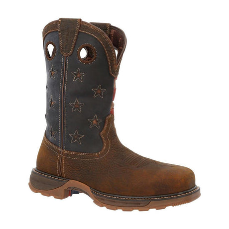 Maverick XP Composite Toe Waterproof Western Work Boot Vintage Flag DDB0366 Heel View