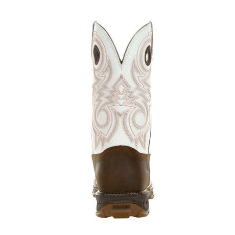 Maverick XP Waterproof Western Work Boot Chocolate And White DDB0302 Heel View