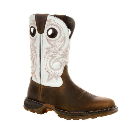 Maverick XP Waterproof Western Work Boot Chocolate And White DDB0302 Side View