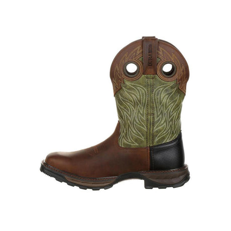 Maverick XP Waterproof Western Work Boot Brown And Green DDB0177 Toe View