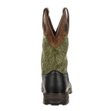 Maverick XP Waterproof Western Work Boot Brown And Green DDB0177 Heel View