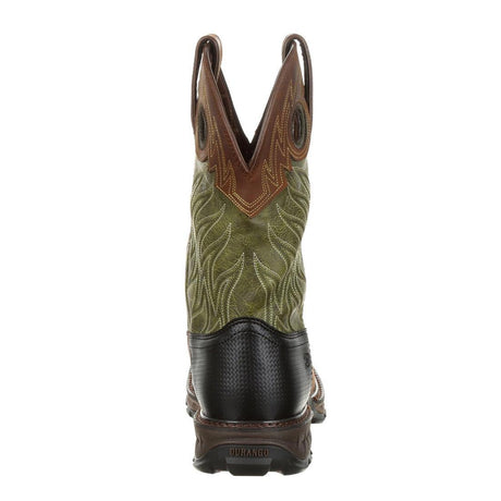 Maverick XP Waterproof Western Work Boot Brown And Green DDB0177 Heel View
