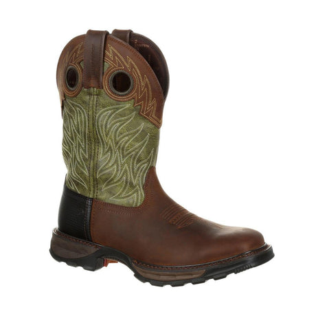 Maverick XP Waterproof Western Work Boot Brown And Green DDB0177 Side View