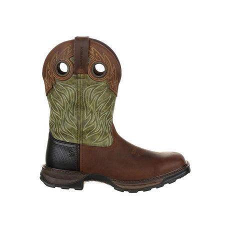 Maverick XP Waterproof Western Work Boot Brown And Green DDB0177 Profile View