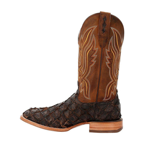 Premium Exotics Dark Brown Pirarucu Western Boot DDB0380 Toe View