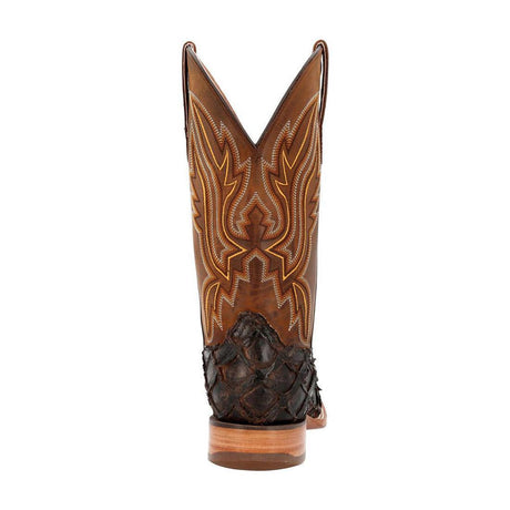 Premium Exotics Dark Brown Pirarucu Western Boot DDB0380 Heel View
