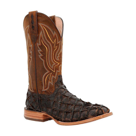 Premium Exotics Dark Brown Pirarucu Western Boot DDB0380 Side View