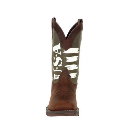 Rebel Army Green USA Print Western Boot DDB0313 Front Image