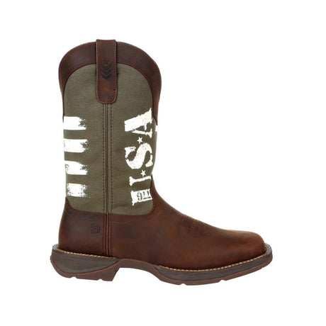 Rebel Army Green USA Print Western Boot DDB0313 Profile View
