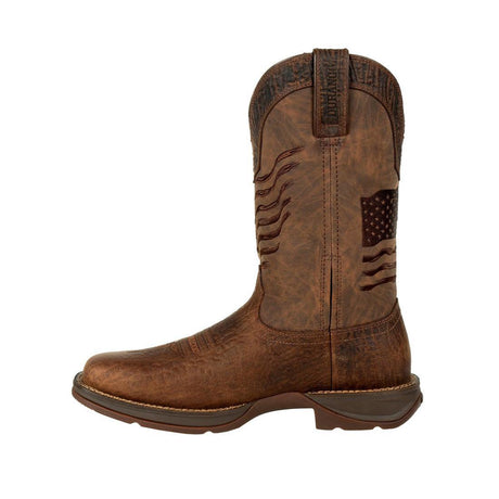 Rebel Brown Distressed Flag Embroidery Western Boot DDB0314 Toe View