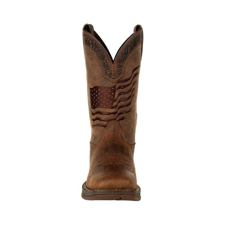 Rebel Brown Distressed Flag Embroidery Western Boot DDB0314 Front Image
