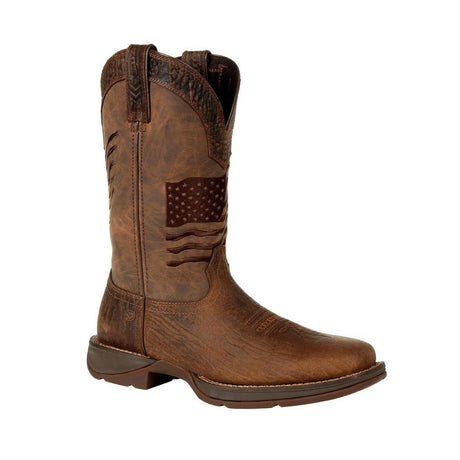 Rebel Brown Distressed Flag Embroidery Western Boot DDB0314 Side View