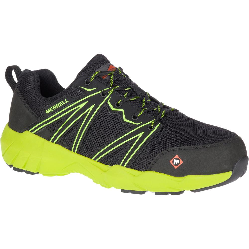 Fullbench Superlite Men's Alloy-Toe Work Shoes Black/Lime-Men's Work Shoes-Merrell-Steel Toes