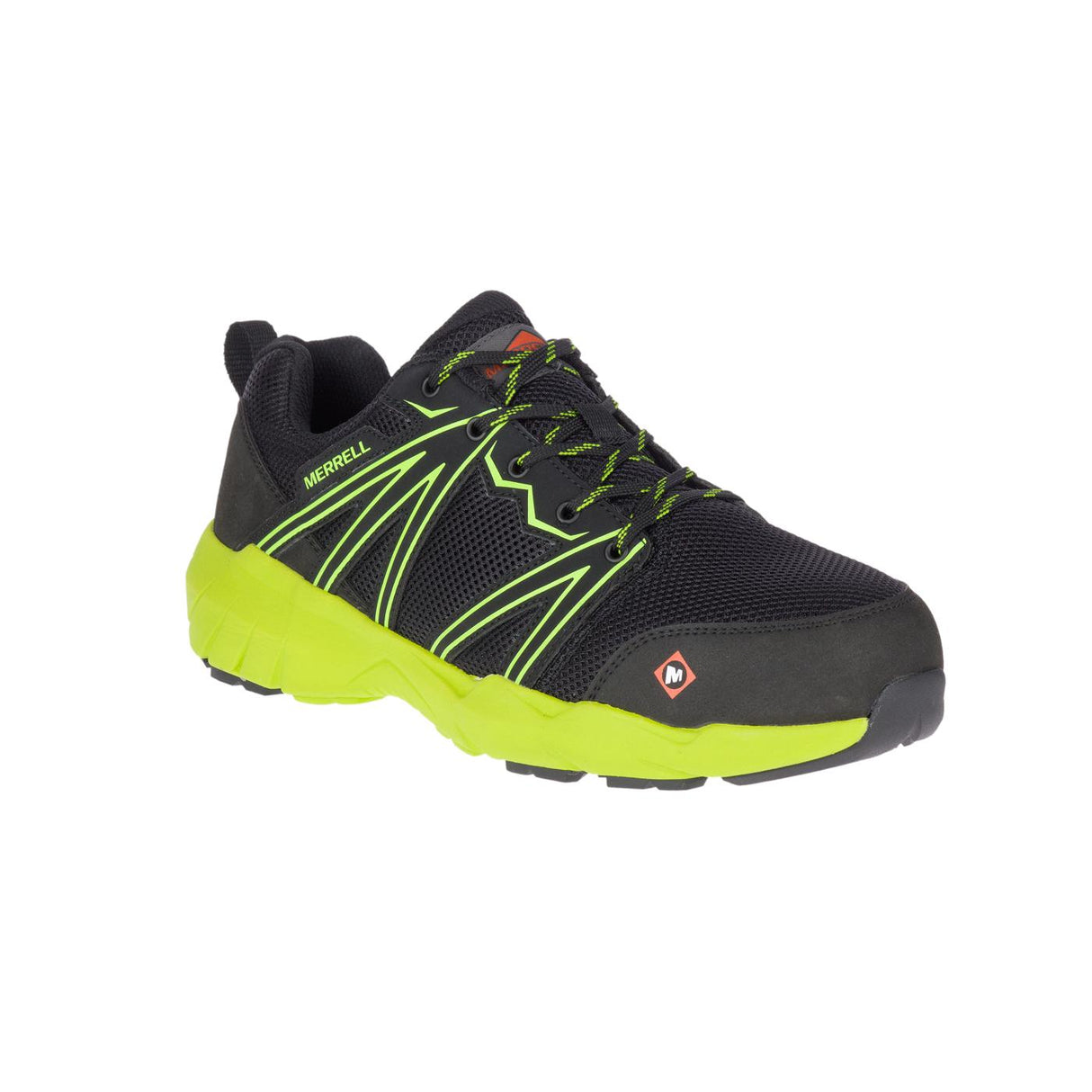 Fullbench Superlite Men's Alloy-Toe Work Shoes Black/Lime-Men's Work Shoes-Merrell-Steel Toes