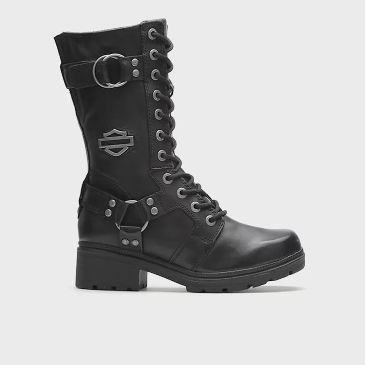 Women's Harley-Davidson Eda Black Lace-Up Boots – Steel Toes